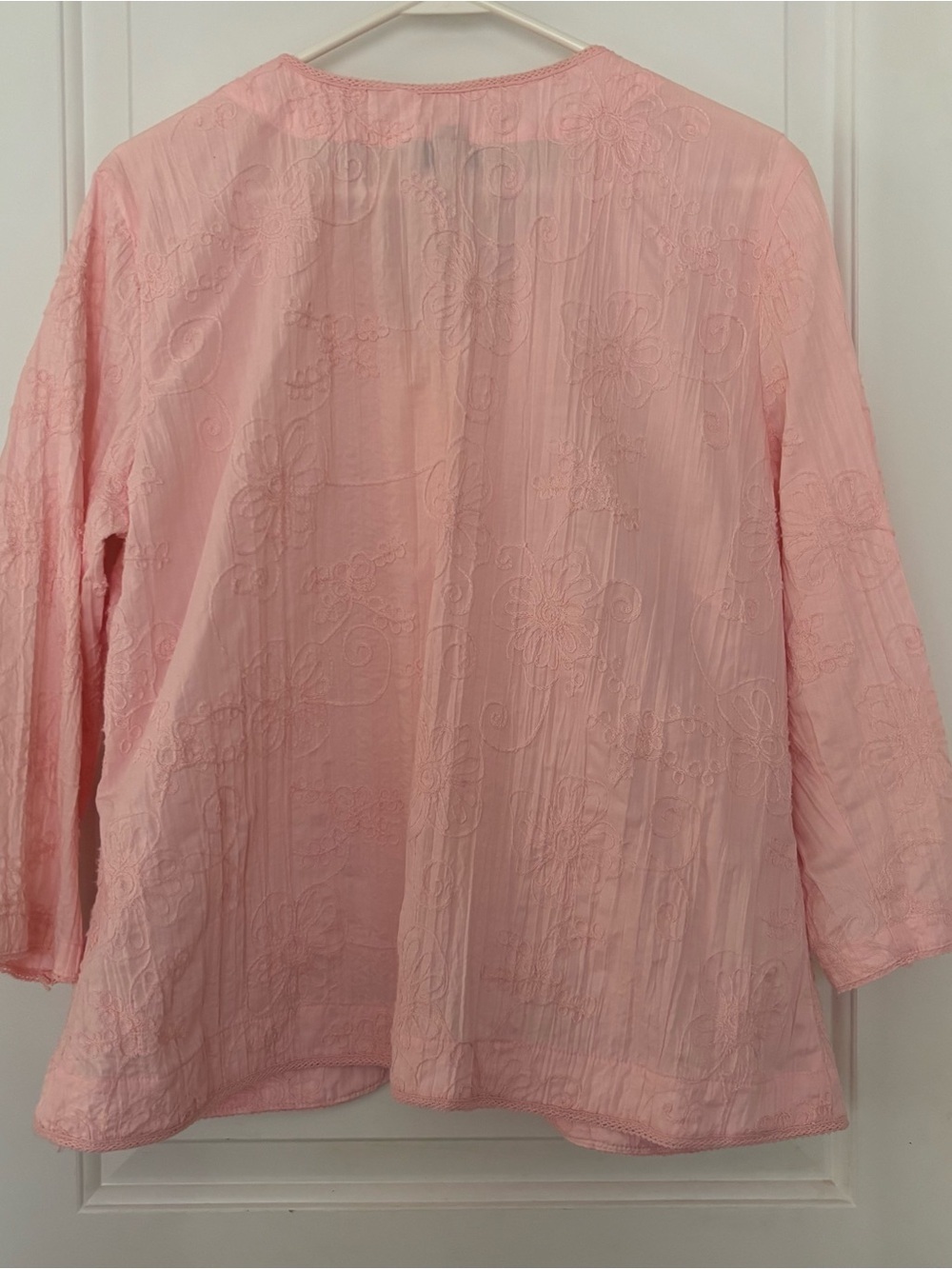 Christopher & Banks button front top  intricate floral embroidery XL pink - Picture 2 of 14
